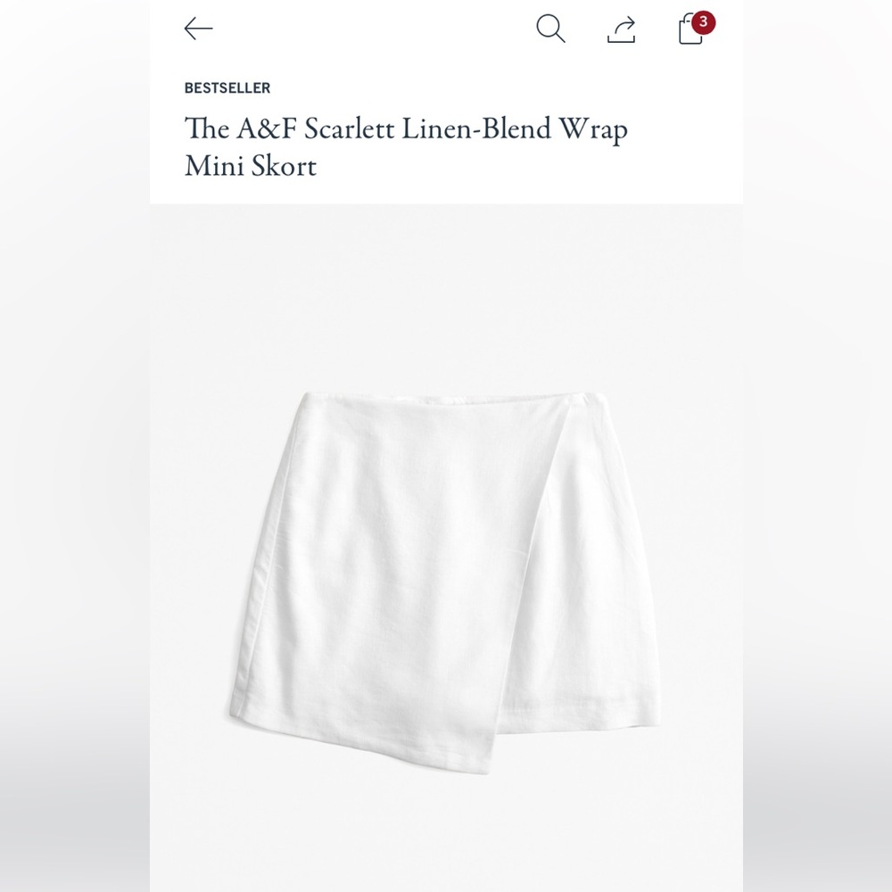 Abercrombie & Fitch White Linen-Blend Asymmetrical Wrap Mini Skort